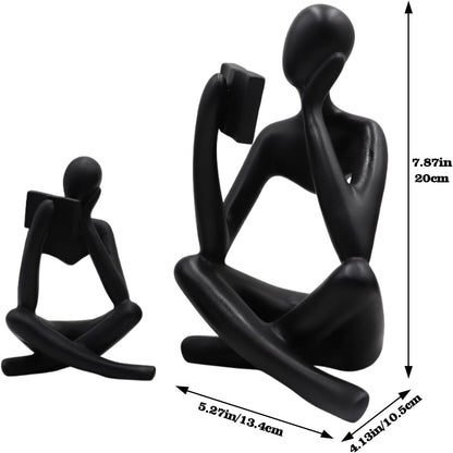 Jinkoozz Reading Women Statue, Thinker Sculptures, Abstract Art Ornament, Modern Aesthetic Figurine Decoration, Suitable for Home Living Room Bedroom Office Shelf Table Desk Bookshelf Decor