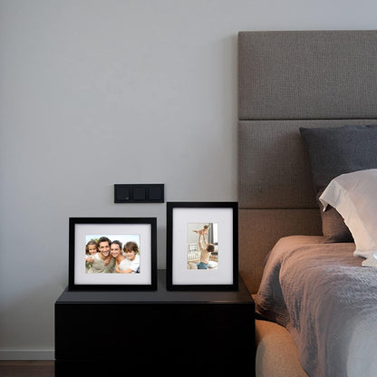 Egofine 12x16 Picture Frame Black, Covered by Plexiglass Made of Solid Wood, Display Pictures 9x12 and 11x14 with Mat or 12x16 Without Mat, for Wall Mounting Photo Frame - Colors B