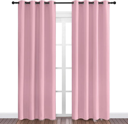 NICETOWN Halloween Pitch Black Solid Thermal Insulated Grommet Blackout Curtains/Drapes for Bedroom Window (2 Panels, 42 inches Wide by 63 inches Long, Black) - Colors A