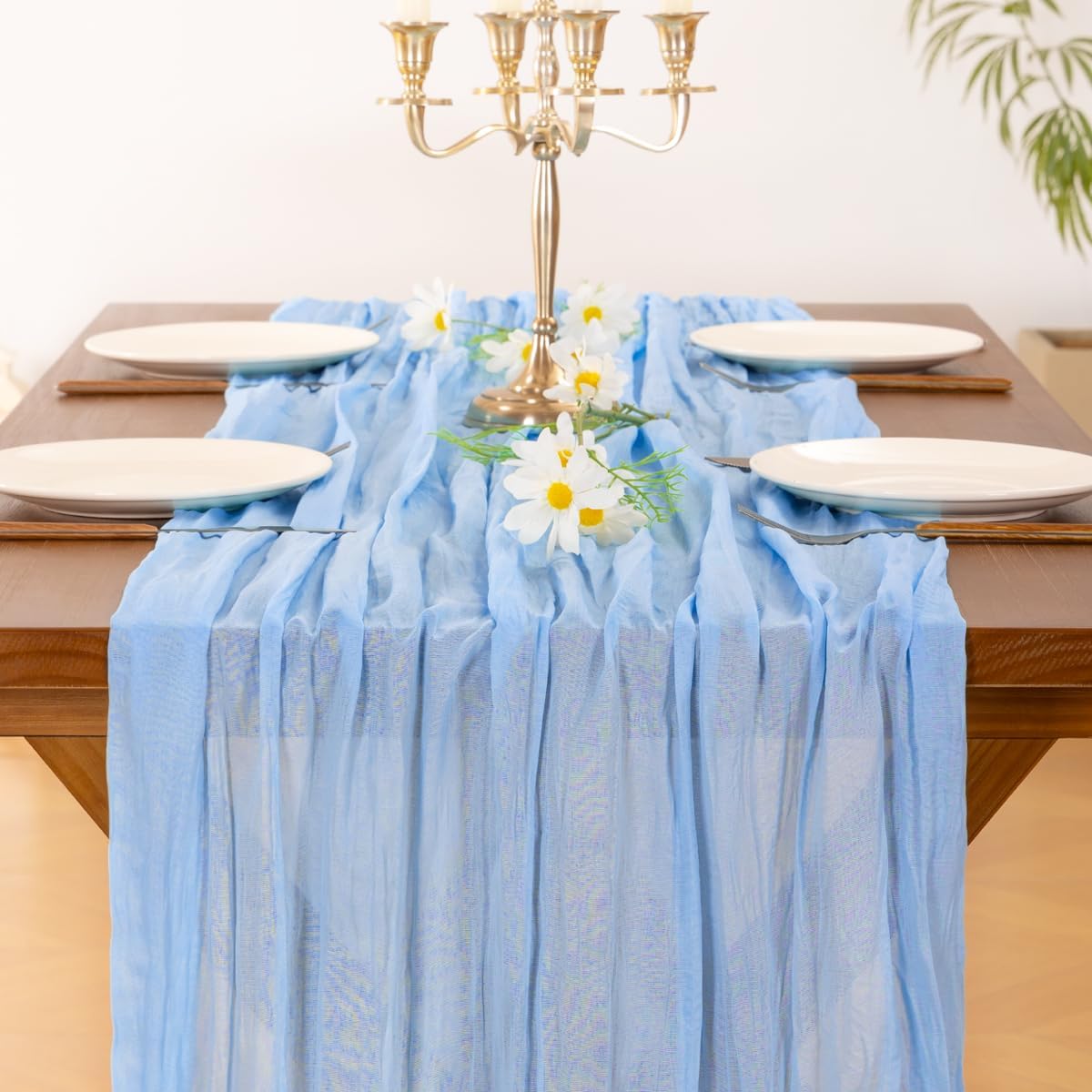 Socomi 3pcs Sage Green Cheesecloth Table Runner Summer Boho Rustic Gauze 120 inch 10FT Cheese Cloth Sheer Runner for Wedding Party Baby Shower Home Decor Holiday Decorations