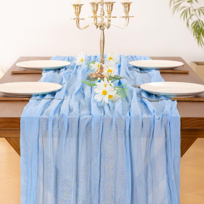 Socomi 3pcs Sage Green Cheesecloth Table Runner Summer Boho Rustic Gauze 120 inch 10FT Cheese Cloth Sheer Runner for Wedding Party Baby Shower Home Decor Holiday Decorations