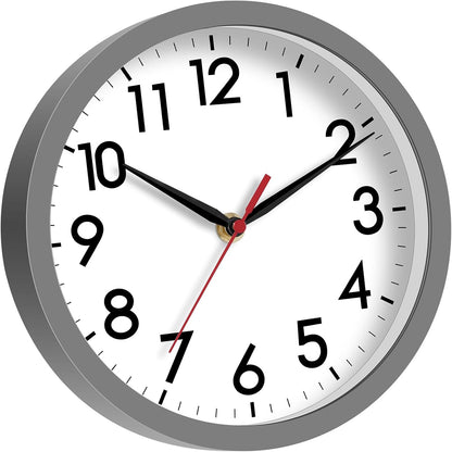 AKCISOT Wall Clock, Modern Small Wall Clocks Battery Operated 8 Inch, Silent Non-Ticking Analog Classic for Office, Home, Bathroom, Kitchen, Bedroom, School(Black)