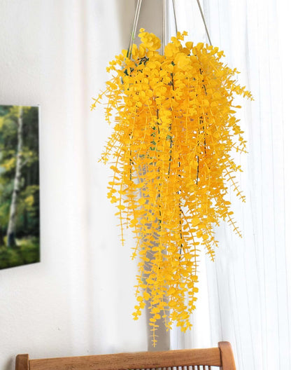 RECUTMS Artificial Hanging Plants Fake Hanging Plant Faux Eucalyptus Leaf Greenery Vine Outdoor UV Resistant Plastic Plants Home Garden Wedding Party Indoor Outdoor Decorations(White)