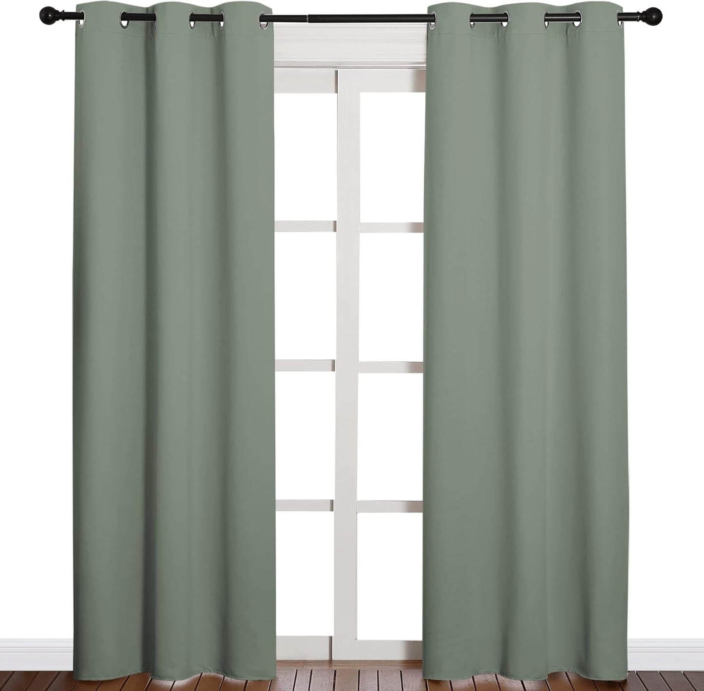 NICETOWN Halloween Pitch Black Solid Thermal Insulated Grommet Blackout Curtains/Drapes for Bedroom Window (2 Panels, 42 inches Wide by 63 inches Long, Black) - Colors B