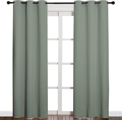 NICETOWN Halloween Pitch Black Solid Thermal Insulated Grommet Blackout Curtains/Drapes for Bedroom Window (2 Panels, 42 inches Wide by 63 inches Long, Black) - Colors B