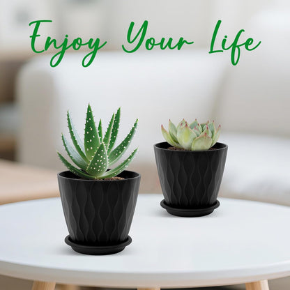 YNNICO 6 inch Plant Pots, 5 Pack Flower Pots Outdoor Indoor, Planters with Drainage Holes and Tray Saucers（Multicolor）