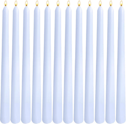 12-Pack Olive Green Taper Candles, 10 Inch Unscented Dripless Candlesticks, Long-Lasting Burn Time of 7-8 Hours, Perfect for Christmas Home Décor Spring and St. Patrick's Day