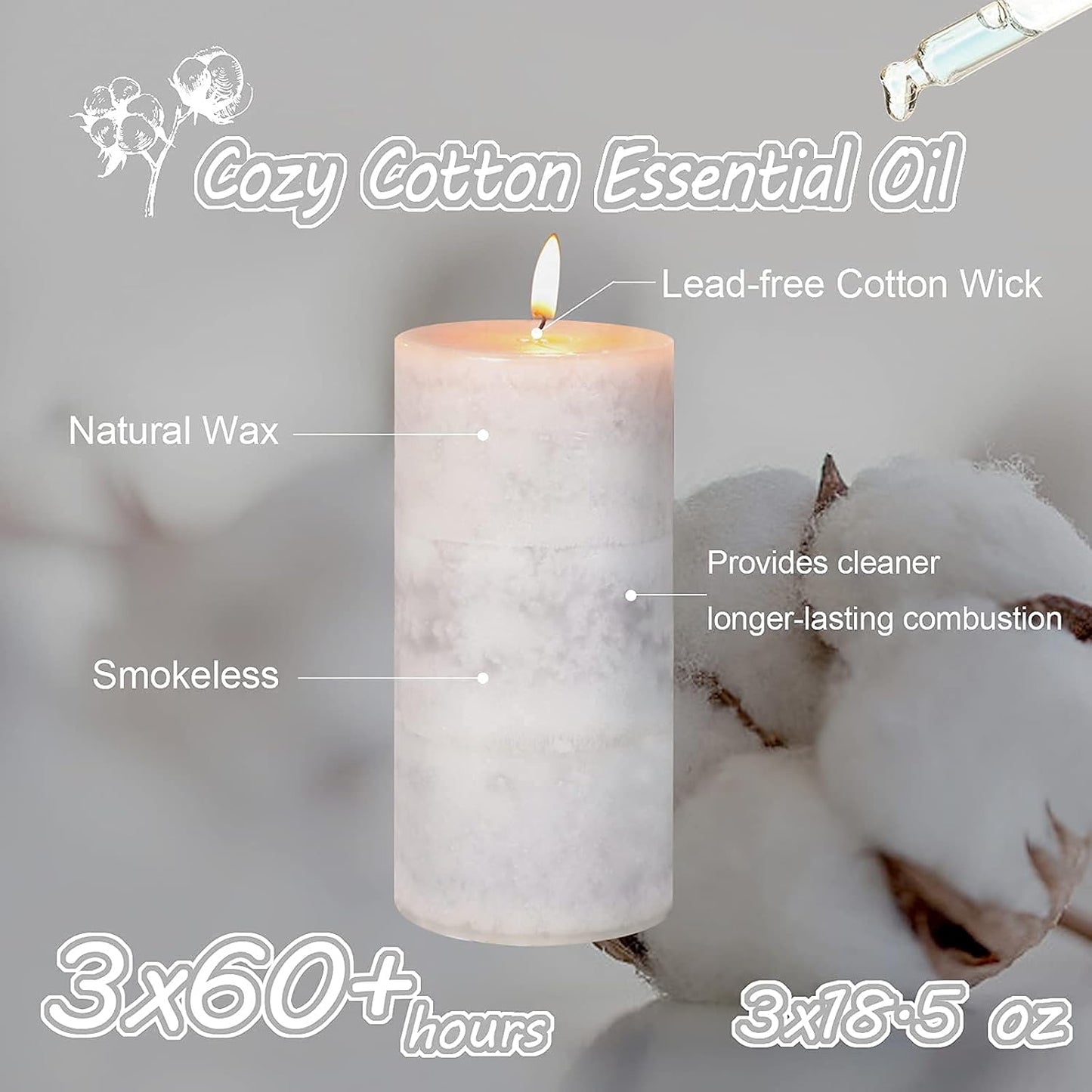 Pillar Candles Vanilla Cupcake Scented Immeiscent Aromatherapy Candle 50+ Hours Clean Burning Long Lasting Mottled Layered Candles for Home Scented SPA Restaurant Set of 3
