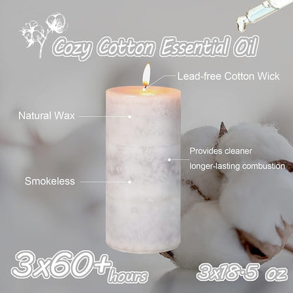 Pillar Candles Vanilla Cupcake Scented Immeiscent Aromatherapy Candle 50+ Hours Clean Burning Long Lasting Mottled Layered Candles for Home Scented SPA Restaurant Set of 3