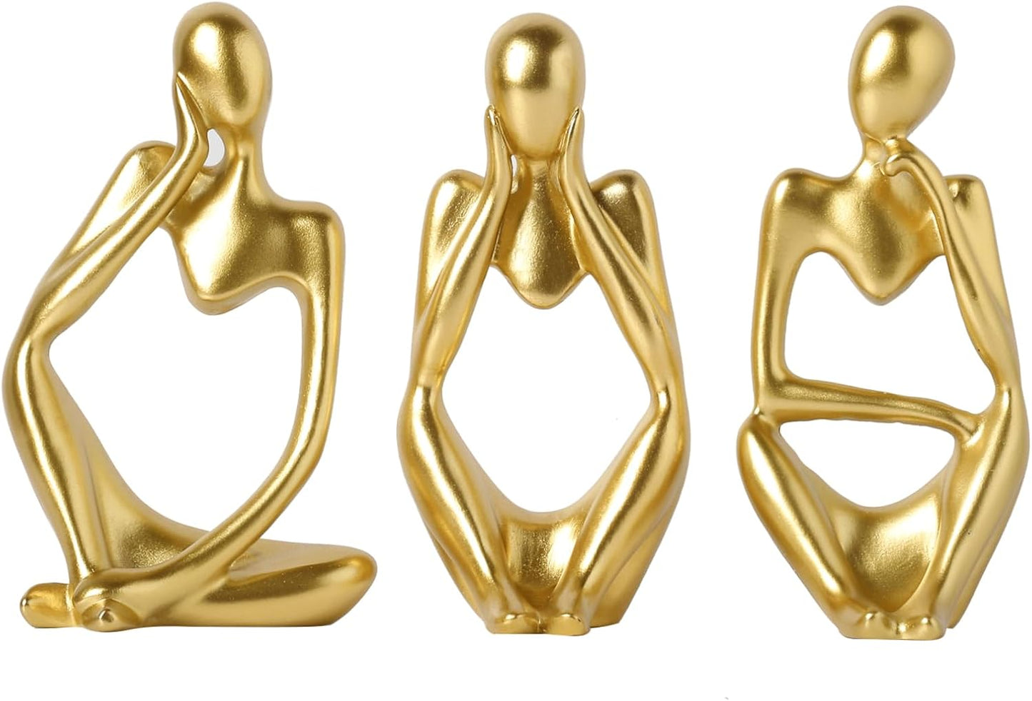 BrownLove 3pcs Decor White Thinker Statue Abstract Art Sculpture，Resin Collectible Figurines for Home Living Room Office Shelf Decoration