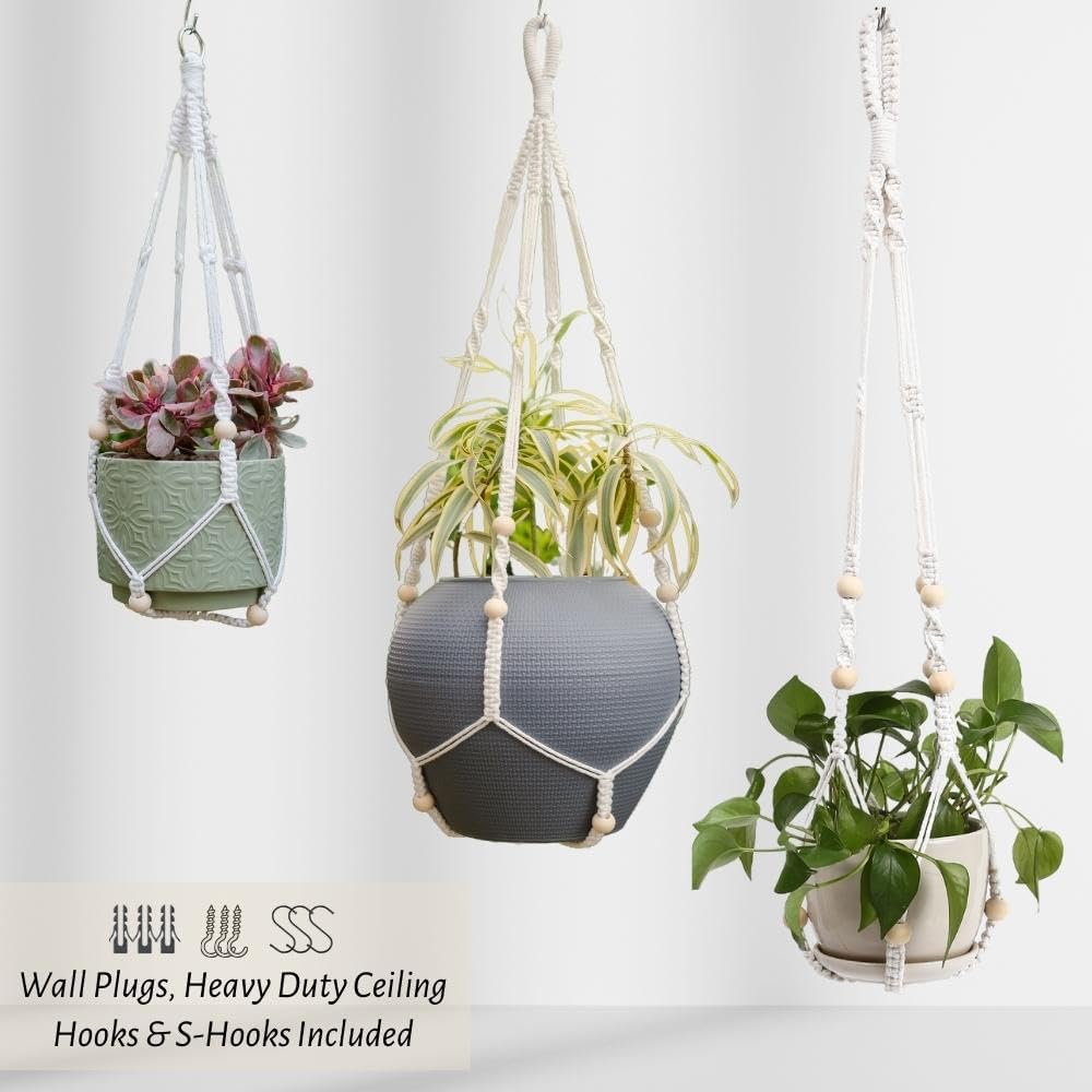feedee Macrame Plant Hangers Indoor Macrame Hanging Planters for Indoor Plants, 6 Pack Hanging Plant Holders Indoor Hanging, Macromay Plant Hangers for Indoor Plant Hanger, Outdoor Flower Pots Holder