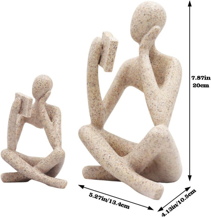 Jinkoozz Reading Women Statue, Thinker Sculptures, Abstract Art Ornament, Modern Aesthetic Figurine Decoration, Suitable for Home Living Room Bedroom Office Shelf Table Desk Bookshelf Decor