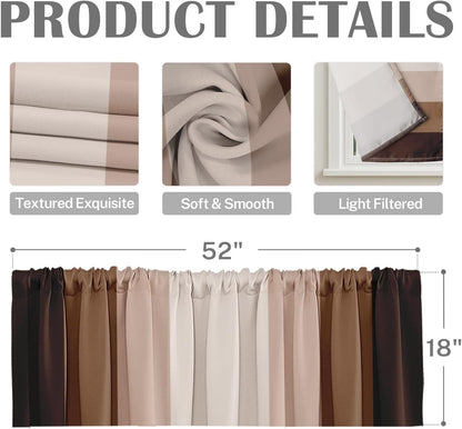 Emvency 2 Pack Dark Grey Valances Window Treatments, Gray Striped Abstract Blackout Drapes Adjustable Curtain for Windows Living Room Kitchen Over Sink, 52x18 Inch Rod Pocket Valances
