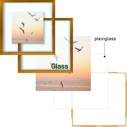 Frametory, Floating Picture Frame 12x16 - Black Aluminum Metal Photo Frame - Real Glass of Front - for Wall Mount Display