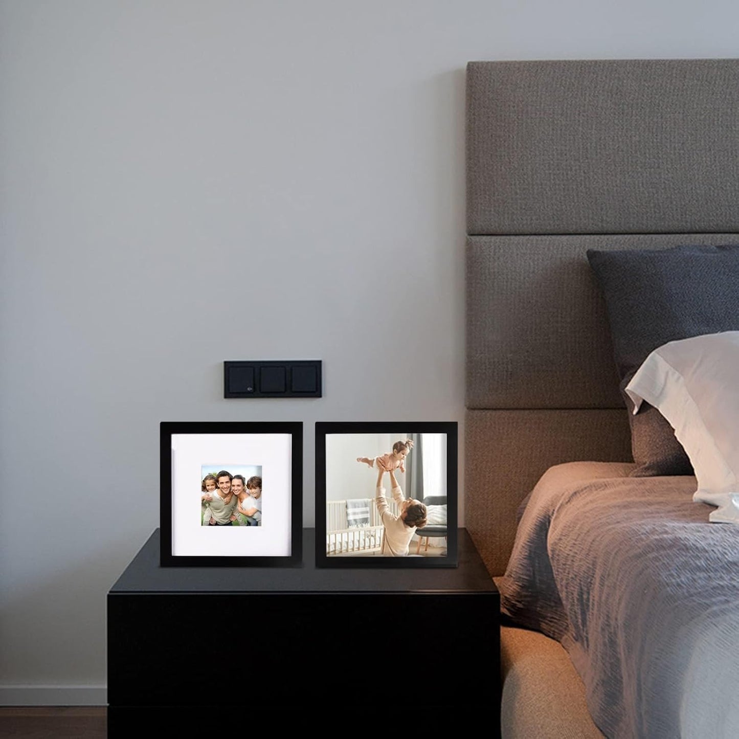 Egofine 12x16 Picture Frame Black, Covered by Plexiglass Made of Solid Wood, Display Pictures 9x12 and 11x14 with Mat or 12x16 Without Mat, for Wall Mounting Photo Frame - Colors B