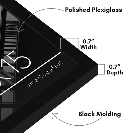 Americanflat 24x36 Poster Frame with Polished Plexiglass - Streamline Collection - Thin Border Picture Frame for Wall Display - Hanging Hardware Included - Black - Colors C