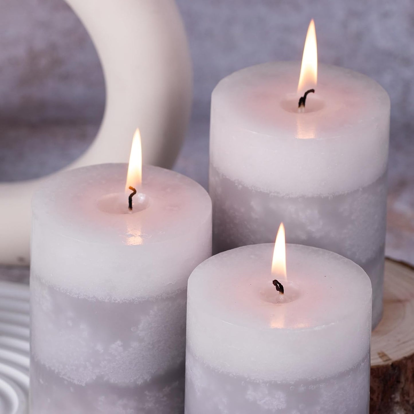 KONNI Coffee Layered Pillar Candles Set of 3, 3"x 4" Unscented Pillar Candles Bulk, 39 Hours Long Burning Candles, Smokeless&Dripless Round Candle for Wedding, Home Decoration, Parties, Spas, Dinner