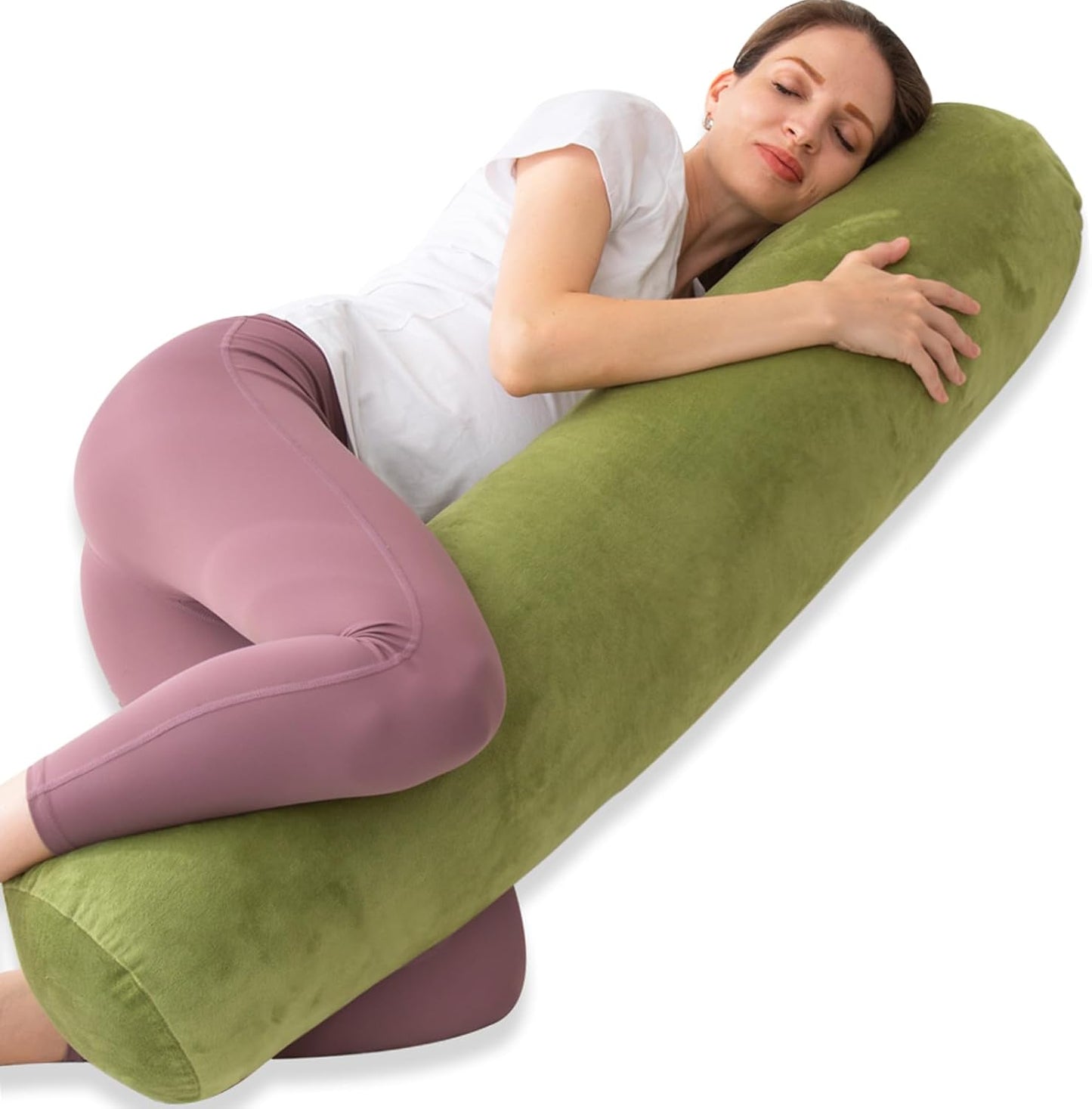 1 MIDDLE ONE Body Pillow for Adults, Bolster Pillow with Removable Velvet Cover, Long Round Cervical Roll Pillow, 47 x 7.87 Inches, Grey