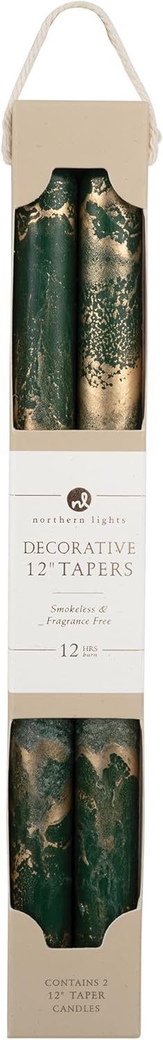 Premium Decorative Tapers - 12" 2PK - Terra Cotta w/Gold - 73301