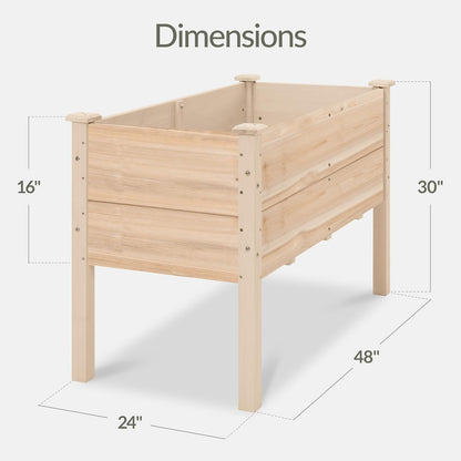 Best Choice Products 72x24x30in Raised Garden Bed, Elevated Wood Planter Box Stand for Backyard, Patio, Balcony w/Divider Panel, 6 Legs, 300lb Capacity - Natural
