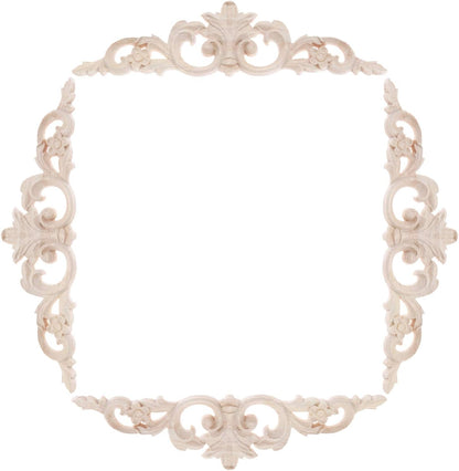 MUXSAM Carved Wood Appliques Onlays, Long Wooden Decals Trim Molding Rosette Inlays for Door Wall Mantel Cabinet Door Dresser Closet Mirror Decoration Furniture Transfer(1-Pack, 20x5cm/7.9" x2)