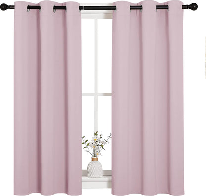 NICETOWN Halloween Pitch Black Solid Thermal Insulated Grommet Blackout Curtains/Drapes for Bedroom Window (2 Panels, 42 inches Wide by 63 inches Long, Black) - Colors B