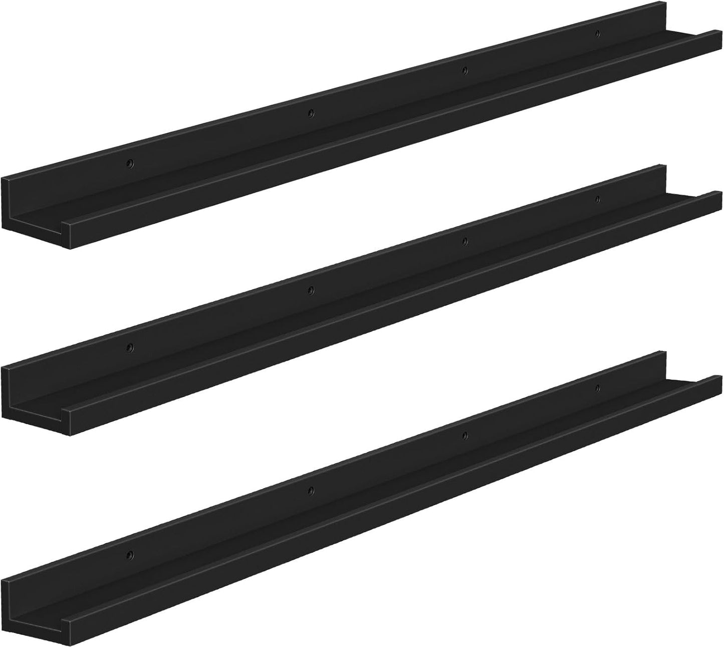 HOOBRO Floating Shelves, Wall Shelf Set of 3, 35.4 Inches Hanging Shelf with Raised Edge and Invisible Brackets, for Bathroom, Bedroom, Kitchen, Office, Living Room Decor, Rustic Brown BF90BJ01