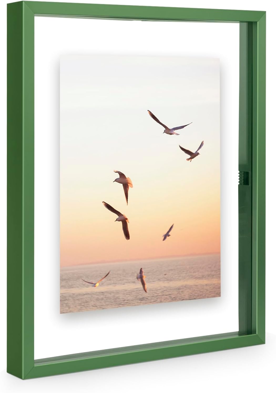 Frametory, Floating Picture Frame 12x16 - Black Aluminum Metal Photo Frame - Real Glass of Front - for Wall Mount Display