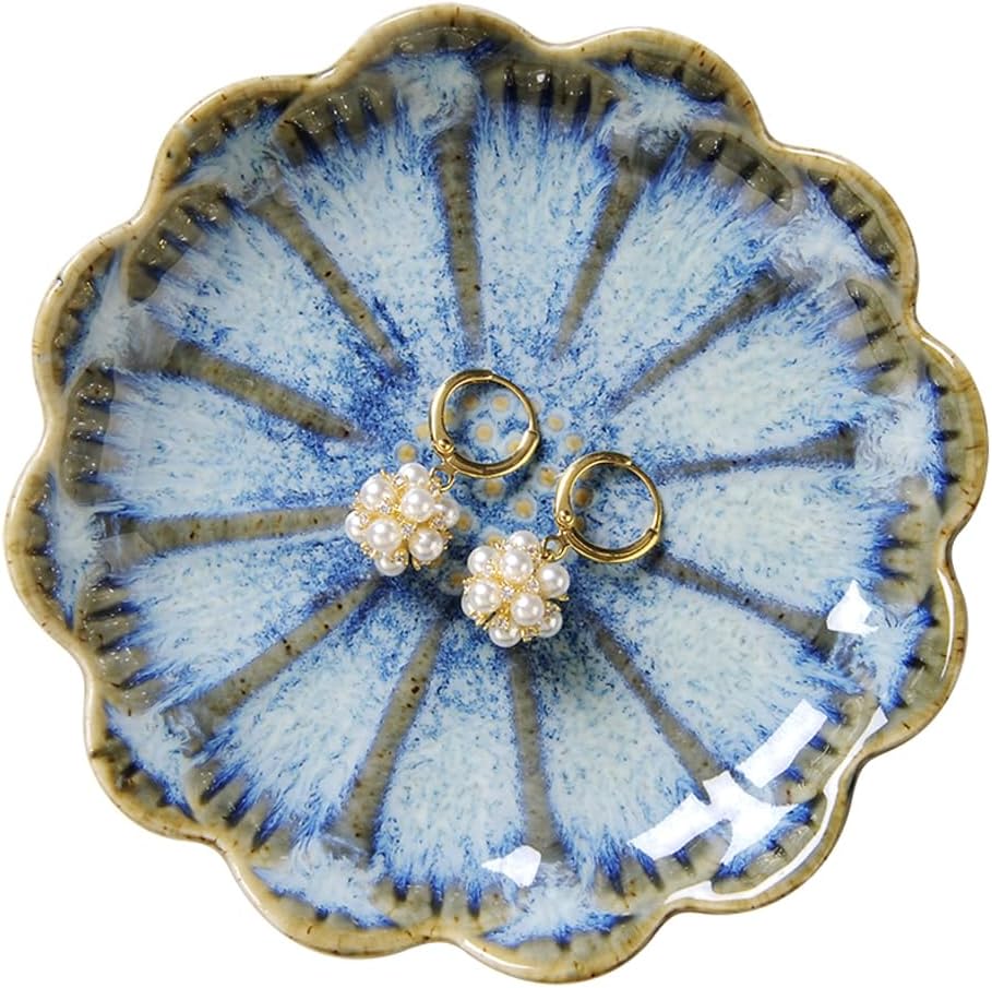 JAMEND CLXP Lotus Leaf Shape Decorative Ring Tray, Small Key Bowl, Ceramic Trinket Tray Jewelry Dish Organizing Necklace Earrings, Home Decoration for Mom Best Friend Sister, Pink.