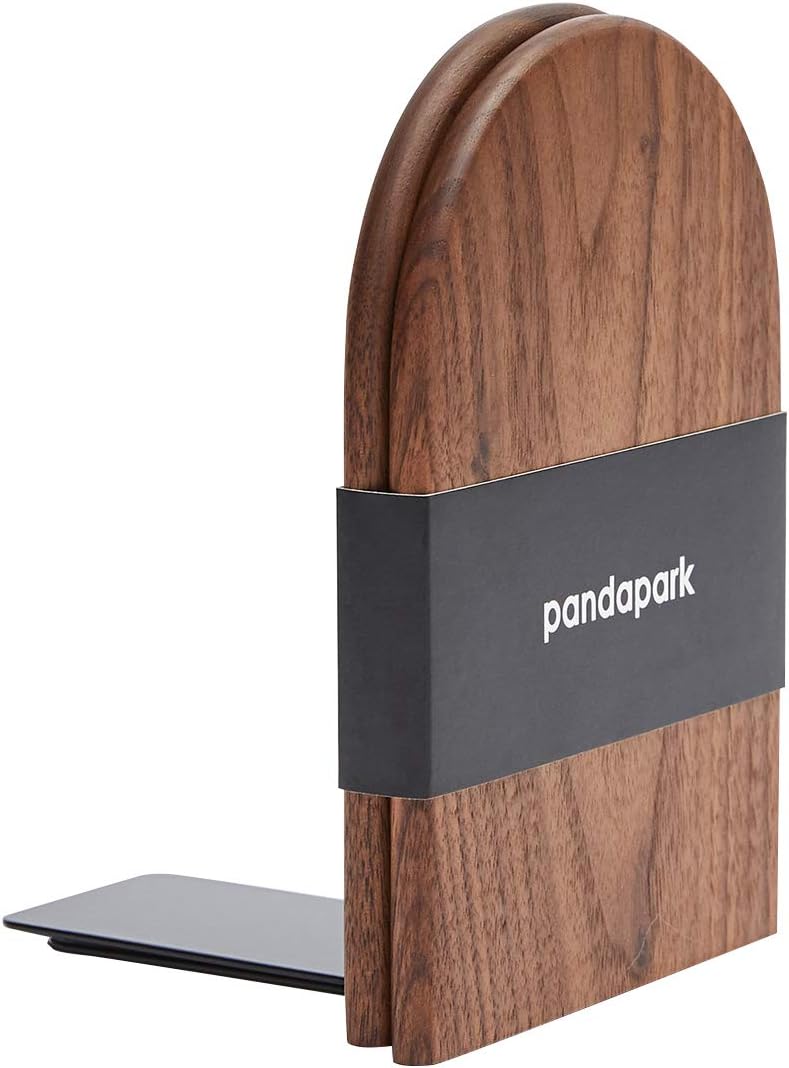 Pandapark Wood,Non-Skid Bookend for Shelves,Heavy Duty,Book Stand for CDs,1 Pair