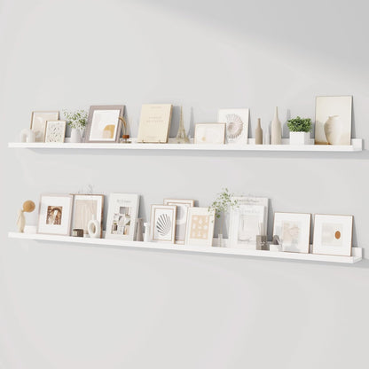 Dreamland Picture Ledge Shelf for Wall, Floating Shelves Set of 2, 48 Inch Long Floating Shelves with Lip for Living Room, Bedroom, Bathroom, Kitchen, White