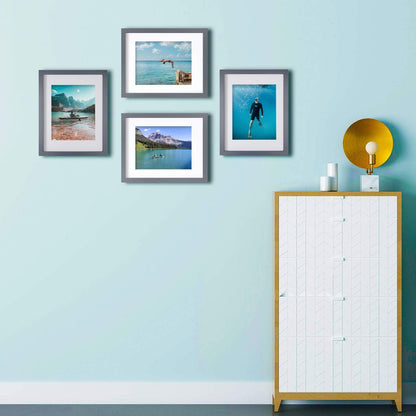 Egofine 12x16 Picture Frame Black, Covered by Plexiglass Made of Solid Wood, Display Pictures 9x12 and 11x14 with Mat or 12x16 Without Mat, for Wall Mounting Photo Frame - Colors B