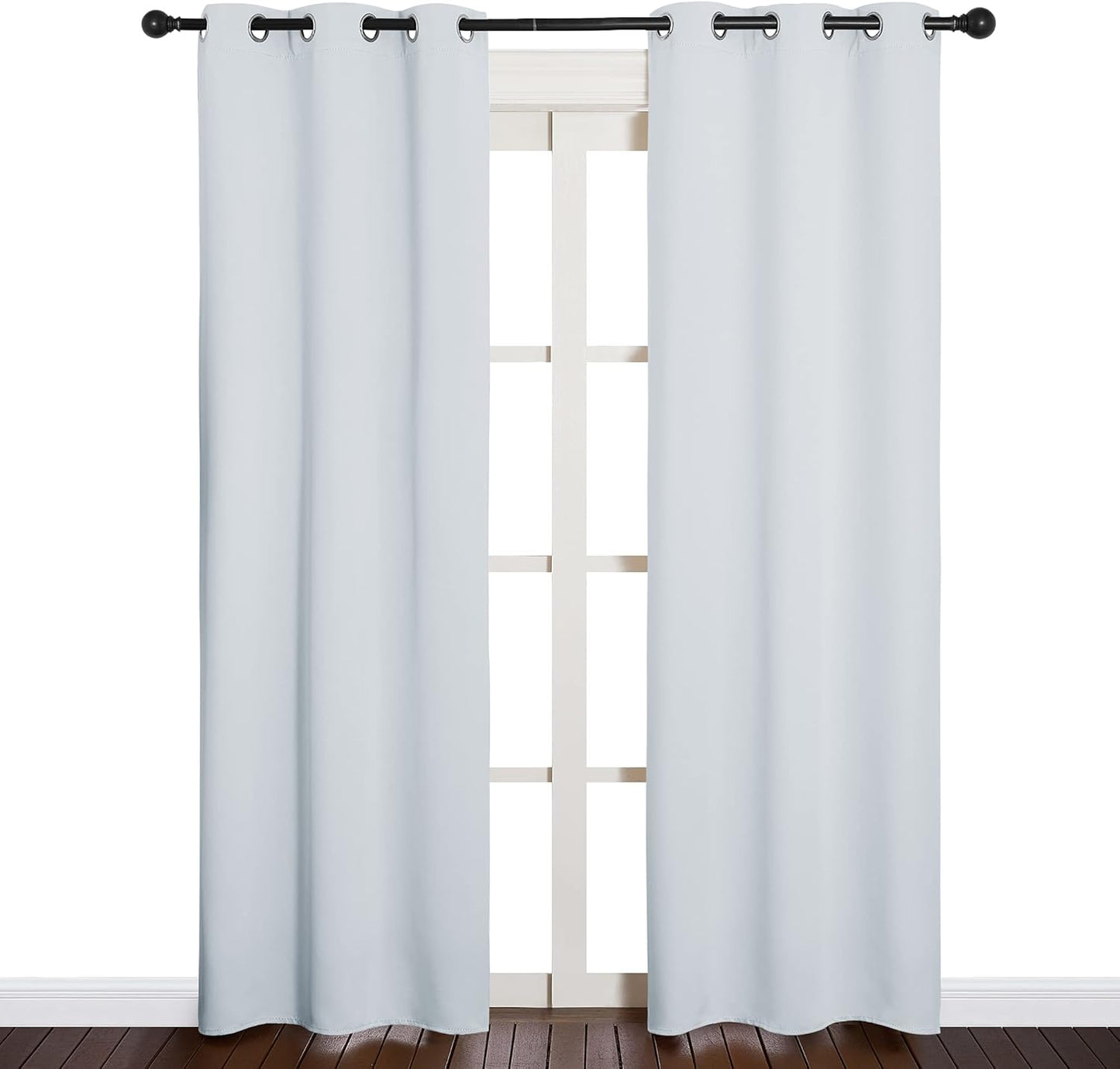 NICETOWN Halloween Pitch Black Solid Thermal Insulated Grommet Blackout Curtains/Drapes for Bedroom Window (2 Panels, 42 inches Wide by 63 inches Long, Black) - Colors A