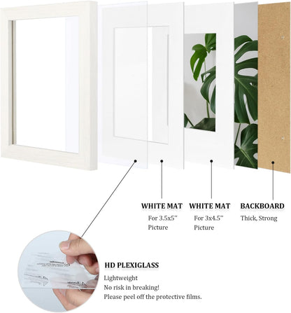 Egofine 8x10 Picture Frames Set of 4, Made of Solid Wood Covered by Plexiglass 4x6 and 5x7 with Mat or 8x10 without Mat, for Table Top Display and Wall Mounting Photo Frame Black