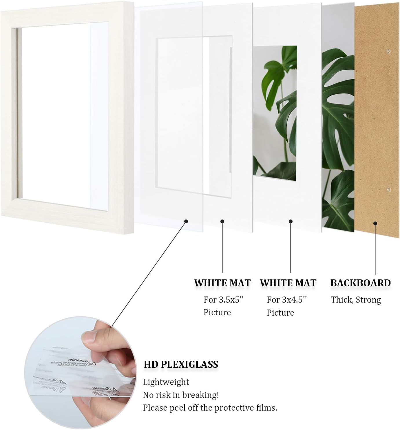 Egofine 12x16 Picture Frame Black, Covered by Plexiglass Made of Solid Wood, Display Pictures 9x12 and 11x14 with Mat or 12x16 Without Mat, for Wall Mounting Photo Frame - Colors A