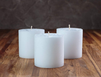Melt Candle Pillar Candles, 3 Pack - Unscented Candles for Home, Church, Weddings, & More - 3" x 4", Ivory