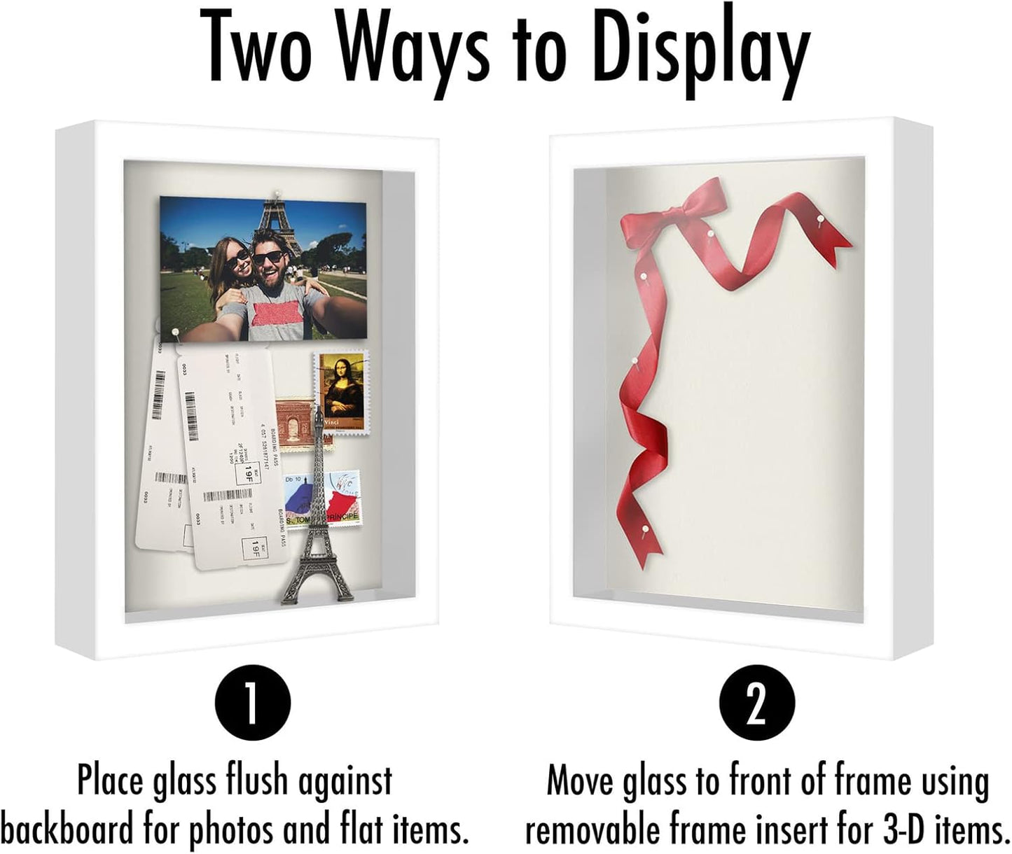 Americanflat 12x16 Shadow Box Frame with Polished Plexiglass - Silhouette Collection - Large Shadow Box Display Case for Tabletop and Wall Display - Black with Soft Felt Back