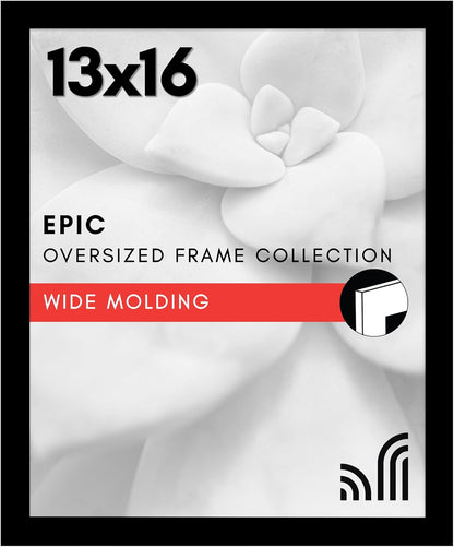 Americanflat 16x20 Picture Frame with Polished Plexiglass - Black Picture Frame - Wide Photo Frames Made of Engineered Wood for Vertical or Horizontal Wall Display - Epic Collection - Black - Colors C