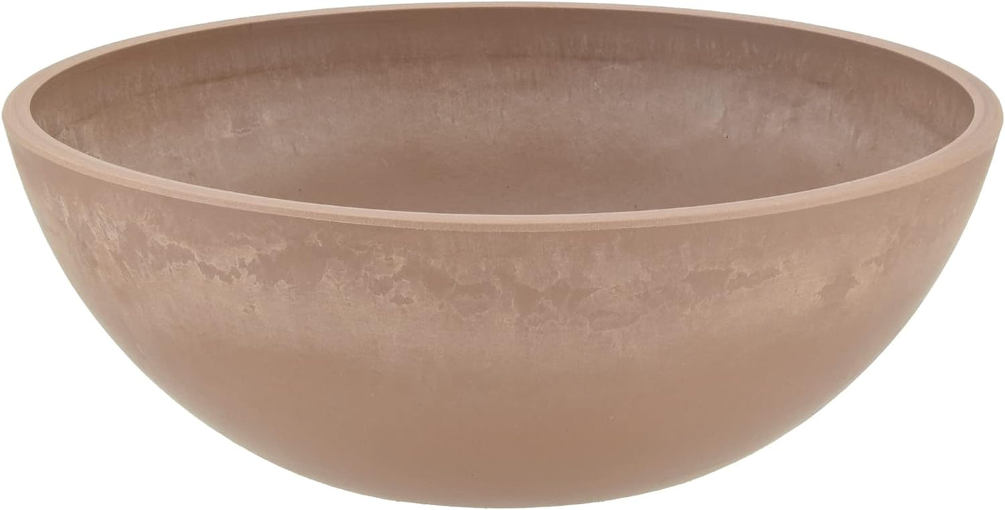PSW Pot Collection M30DC 12-inch Plastic/Stone/Wood Composite Low Bowl Planter – No Drainage Hole (Drillable), Shallow Indoor/Outer Pot for Succulents, Bonsai, Fairy Gardens, Herbs, Dark Charcoal