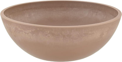 PSW Pot Collection M30DC 12-inch Plastic/Stone/Wood Composite Low Bowl Planter – No Drainage Hole (Drillable), Shallow Indoor/Outer Pot for Succulents, Bonsai, Fairy Gardens, Herbs, Dark Charcoal