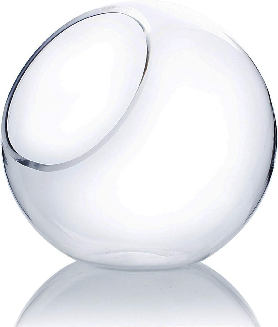 WGVI Clear Slant Cut Bowl Glass Vase, Glass Terrarium, Candy Dish, Glassware, Slant Open: 7". Height: 6" x 2.7". Base: 4" (1 Piece)