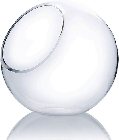 WGVI Clear Slant Cut Bowl Glass Vase, Glass Terrarium, Candy Dish, Glassware, Slant Open: 7". Height: 6" x 2.7". Base: 4" (1 Piece)