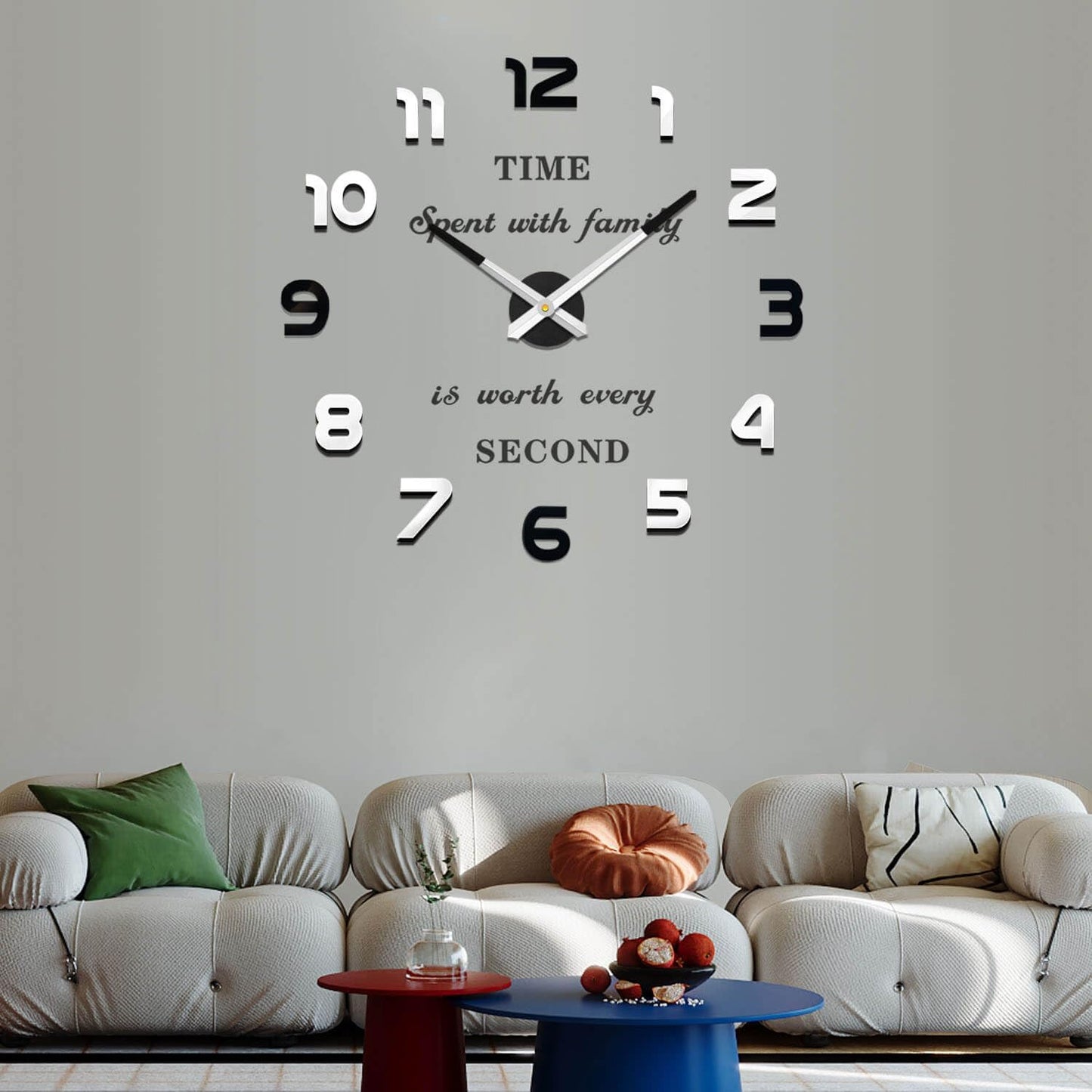 VANGOLD Large Wall Clocks for Living Room Decor, Decorative Wall Clocks Battery Operated (Black Wall Decor)