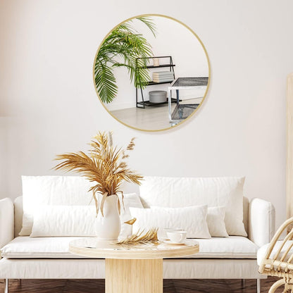 Itrue 12 Inch Small Round Decorative Wall Mirror, HD Silver-Coated Glass with Brushed Black Metal Frame, Minimalist Modern Accent Mirror for Vanity, Narrow Walls, Bathroom, Bedroom & Entryway