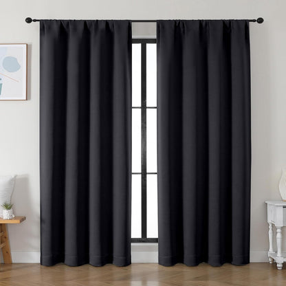 Simplebrand Ava Sage Green Blackout Curtains for Bedroom 63 Inch Length 2 Panels Set, Solid Thermal Insulated Energy Saving Rod Pocket Window Treatment Curtains Blackout Drapes, W40 x L63 Inch, Sage - Colors C