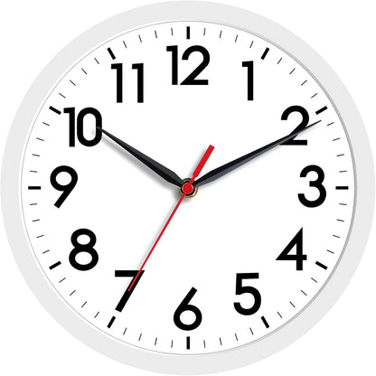 AKCISOT Wall Clock, Modern Small Wall Clocks Battery Operated 8 Inch, Silent Non-Ticking Analog Classic for Office, Home, Bathroom, Kitchen, Bedroom, School(Black)