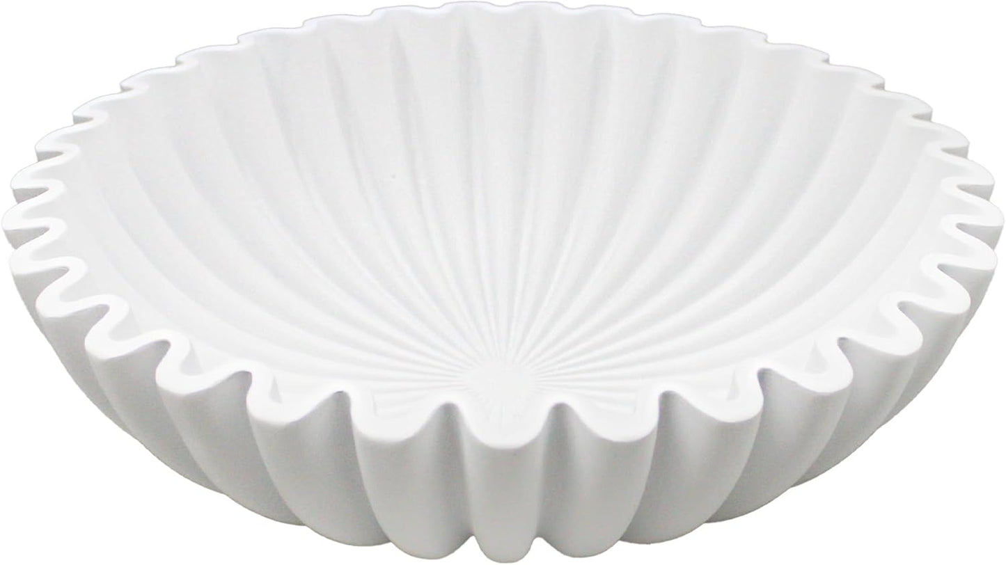 YMXYJM Large Decorative Bowl, Modern Handicraft Bowls for Home Decor, Fruit Bowl for Kitchen Counter, Ruffle Decor, Stylish Key Bowl for Entry Table, Artificial Stone Beige