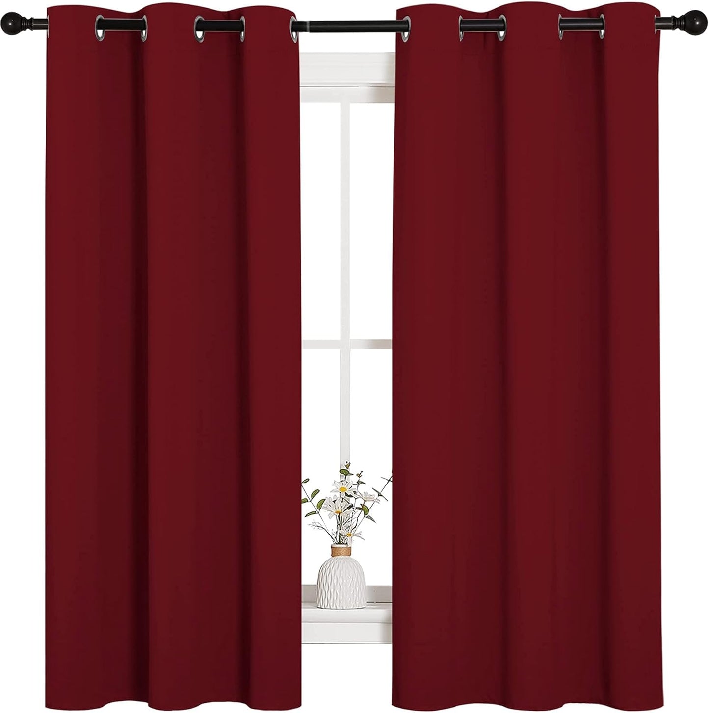 NICETOWN Halloween Pitch Black Solid Thermal Insulated Grommet Blackout Curtains/Drapes for Bedroom Window (2 Panels, 42 inches Wide by 63 inches Long, Black) - Colors A