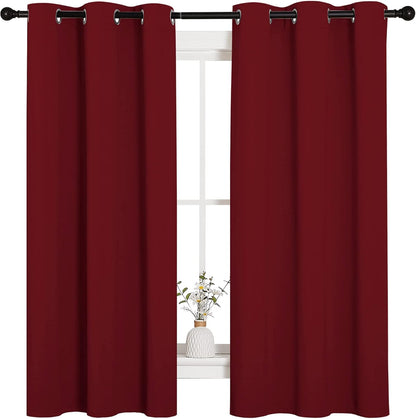 NICETOWN Halloween Pitch Black Solid Thermal Insulated Grommet Blackout Curtains/Drapes for Bedroom Window (2 Panels, 42 inches Wide by 63 inches Long, Black) - Colors A