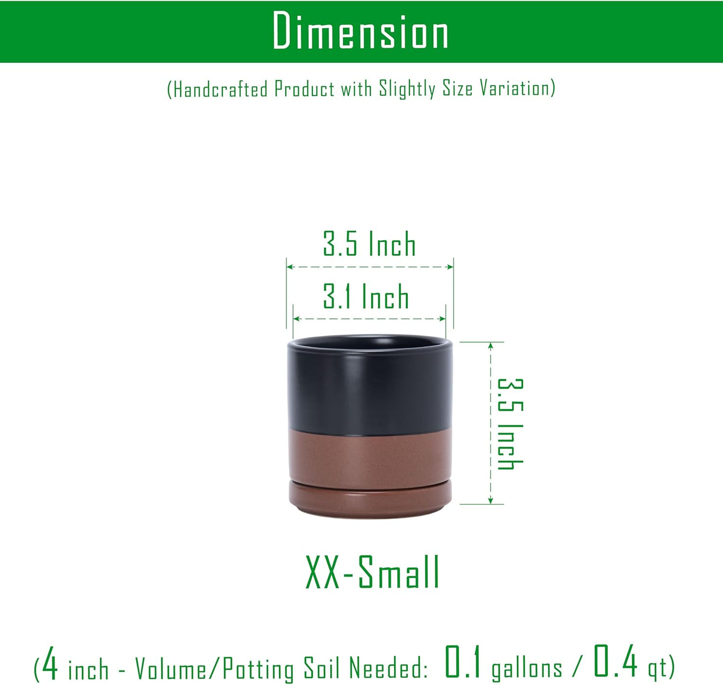 D'vine Dev Set of 2 Plants Pots, 6.5 Inch Ceramic Planter Pot for Plants with Drainage Hole and Saucer, White, 94-V-C-1
